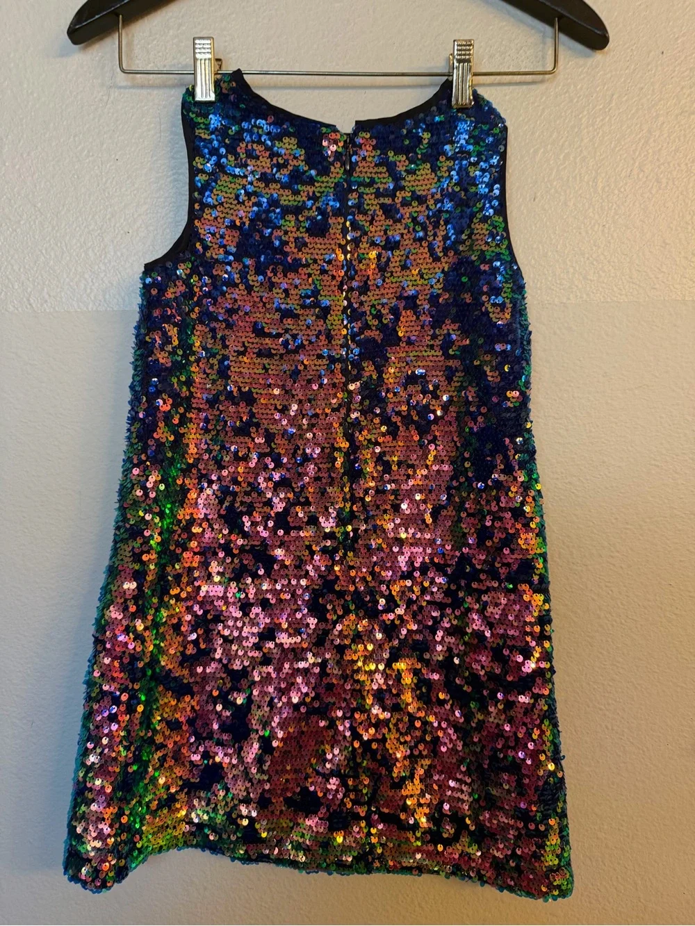 Gap Kids Girls Sequin Swing Dress Back Zip Sleeveless Size small Multicolor